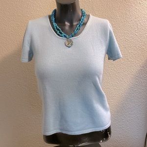 Dd Collection Pretty Cashmere Blue Short Sleeve Sweater